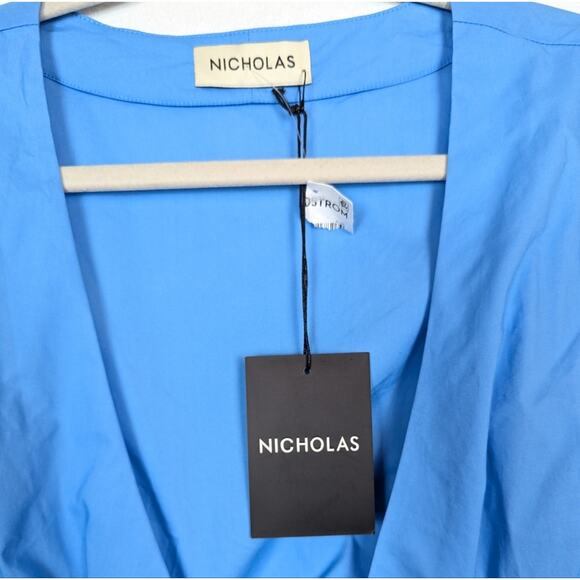 NWT Nicholas Blue Tarla Tie Hem Cotton Blouse - Picture 8 of 8